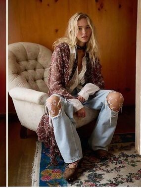 Free People High Low Printed Duster NWT